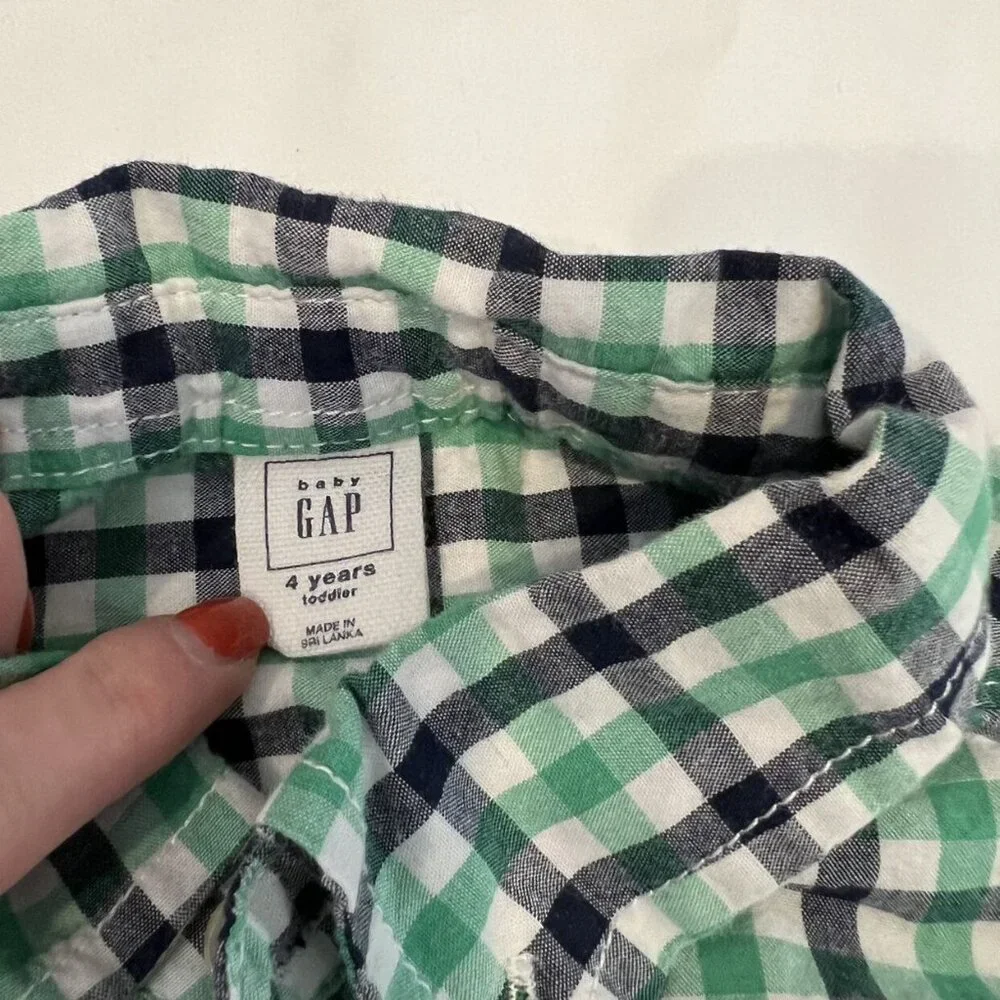 Gap Green Plaid Button Down Shirt Size 4